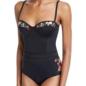 Johnny Was Haley Corset One Piece Swim XS Black